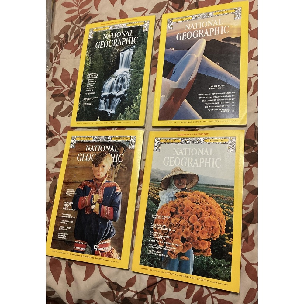 Vintage‎ 1977 National Geographic Magazine Lot July–October Vol 152 Numbers 1–4